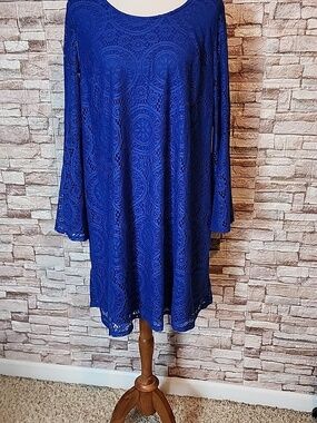 Tacera Brand New Lace Blue Dress